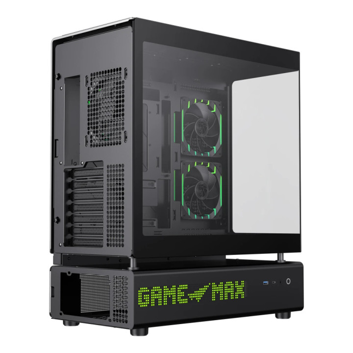 Кутия за компютър Gamemax N90 BG, Middle Tower ATX, Dual-Chamber, Tempered Glass, 6x ARGB вентилатора, RGB контрол - 9101-1300R0