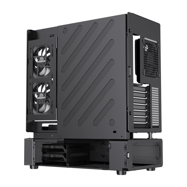 Кутия за компютър Gamemax N90 BG, Middle Tower ATX, Dual-Chamber, Tempered Glass, 6x ARGB вентилатора, RGB контрол - 9101-1300R0