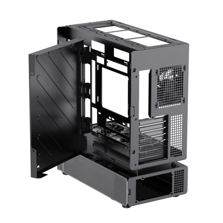 Кутия за компютър Gamemax N90 BG, Middle Tower ATX, Dual-Chamber, Tempered Glass, 6x ARGB вентилатора, RGB контрол - 9101-1300R0
