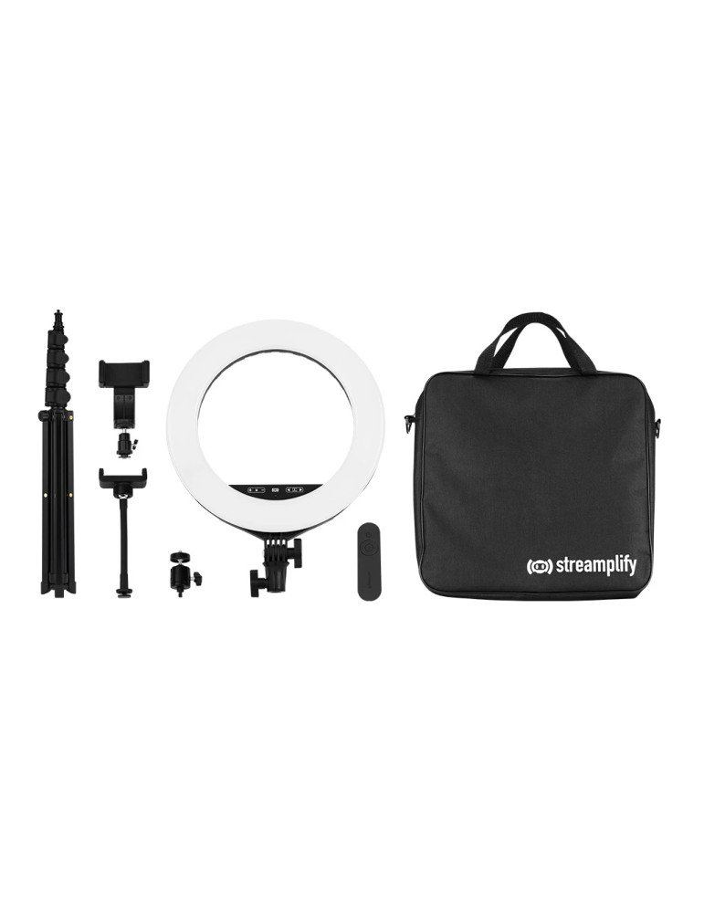 Стрийминг осветление Streamplify LIGHT 14, 36cm, 72 LED, 3400lm, 3000K-6000K, IR дистанционно, USB зареждане, статив/селфи стик 