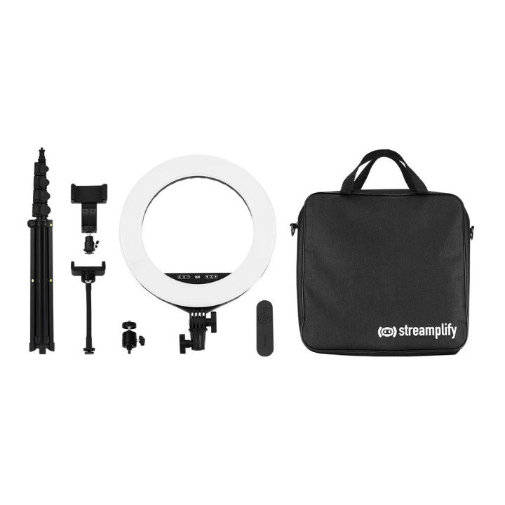 Стрийминг осветление Streamplify LIGHT 14, 36cm, 72 LED, 3400lm, 3000K-6000K, IR дистанционно, USB зареждане, статив/селфи стик 