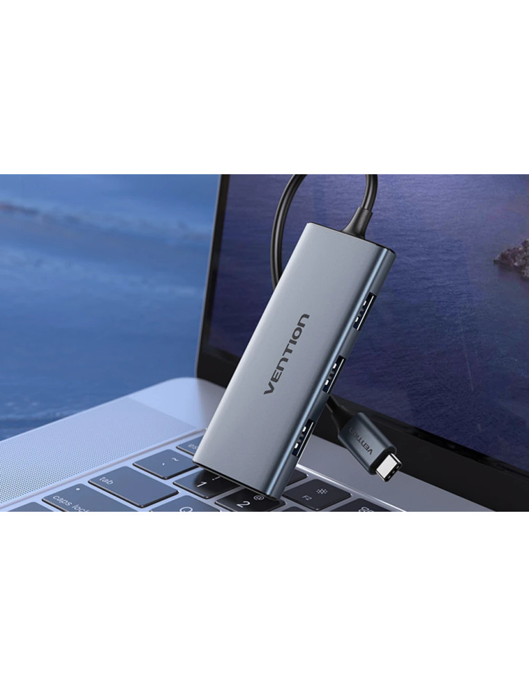 Докинг станция Vention Type-C TOOHB, 6-in-1 USB-C, HDMI, 3x USB 3.0, SD/TF, 4K 2160p 30Hz - 6