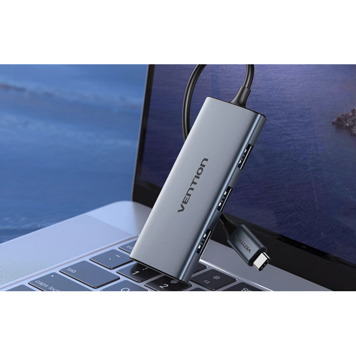 Докинг станция Vention Type-C TOOHB, 6-in-1 USB-C, HDMI, 3x USB 3.0, SD/TF, 4K 2160p 30Hz - 6