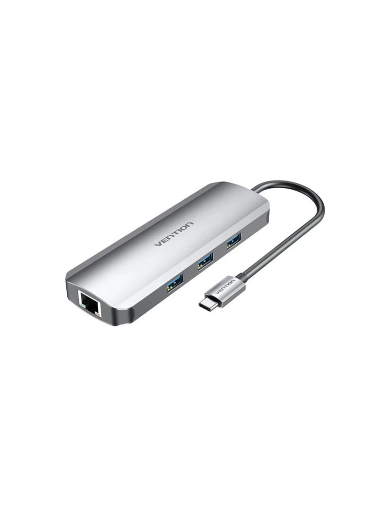 Докинг станция Vention Type-C TOLHB, 4K 2160p 30Hz, USB 3.0 x3, USB-C PD 100W, HDMI, LAN 1Gbps, SD/TF Reader - 1