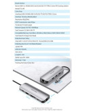 Докинг станция Vention Type-C TOLHB, 4K 2160p 30Hz, USB 3.0 x3, USB-C PD 100W, HDMI, LAN 1Gbps, SD/TF Reader - 15