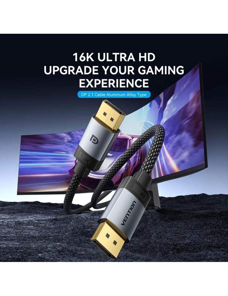 Кабел Vention DisplayPort 2.1 HGBHI, 3m, DP M/M, 16K@60Hz, 80Gb/s, екраниран - 6