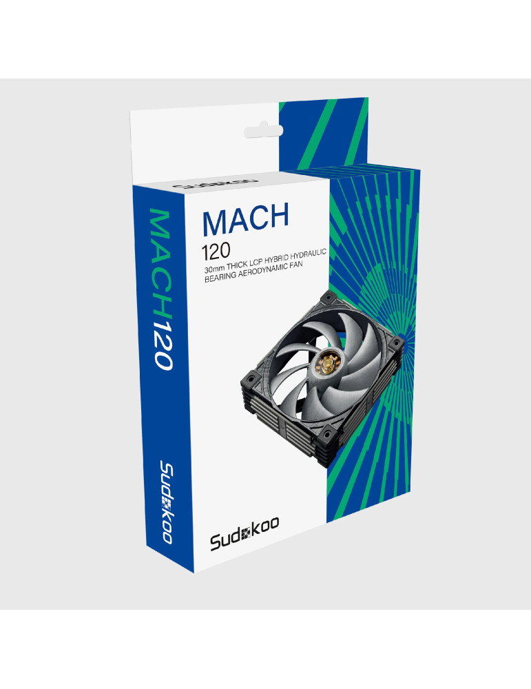 Вентилатор Sudokoo MACH 120, 120mm, 500-2200 RPM, 12V DC, PWM - R-MACH120-GYWPN1-GAS - 10