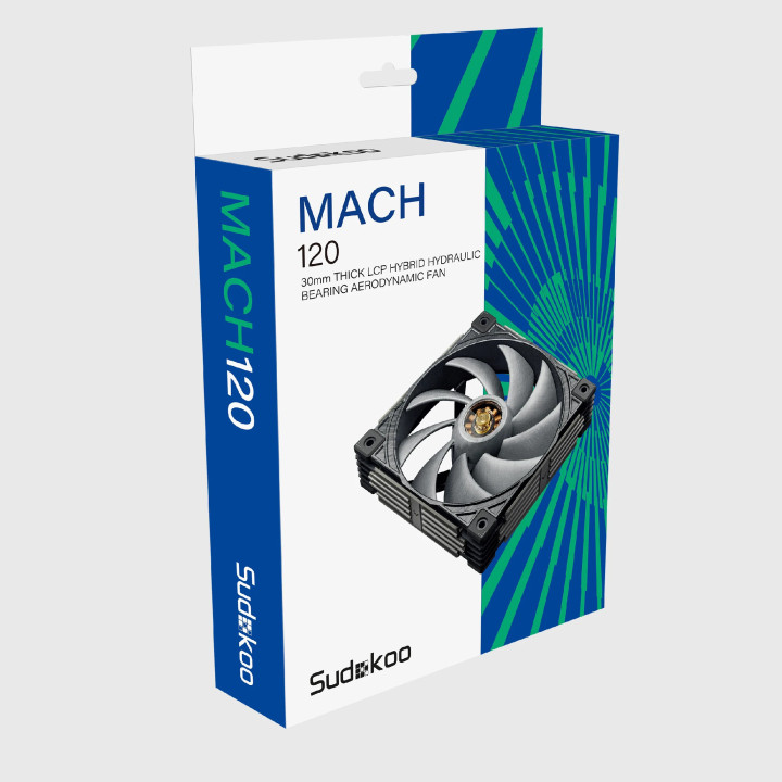 Вентилатор Sudokoo MACH 120, 120mm, 500-2200 RPM, 12V DC, PWM - R-MACH120-GYWPN1-GAS - 10