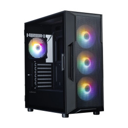 Кутия за компютър Zalman I3 NEO V2 Black, Middle Tower ATX, Mesh, Tempered Glass, 4x RGB вентилатора, поддържа водно охлаждане д