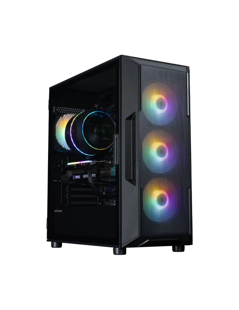 Кутия за компютър Zalman I3 NEO V2 Black, Middle Tower ATX, Mesh, Tempered Glass, 4x RGB вентилатора, поддържа водно охлаждане д