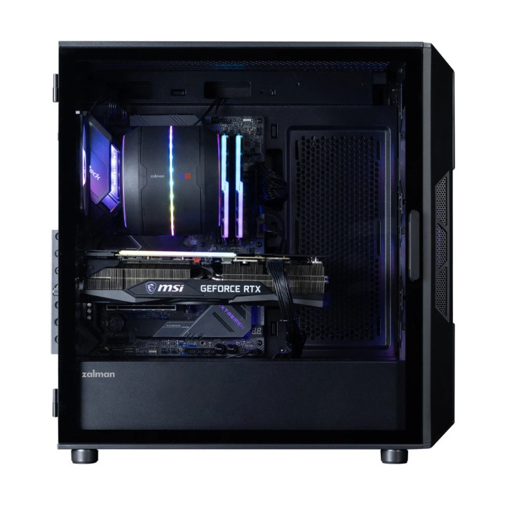 Кутия за компютър Zalman I3 NEO V2 Black, Middle Tower ATX, Mesh, Tempered Glass, 4x RGB вентилатора, поддържа водно охлаждане д