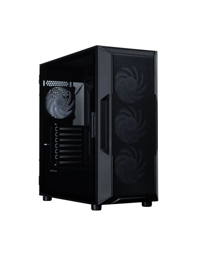 Кутия за компютър Zalman I3 NEO V2 Black, Middle Tower ATX, Mesh, Tempered Glass, 4x RGB вентилатора, поддържа водно охлаждане д