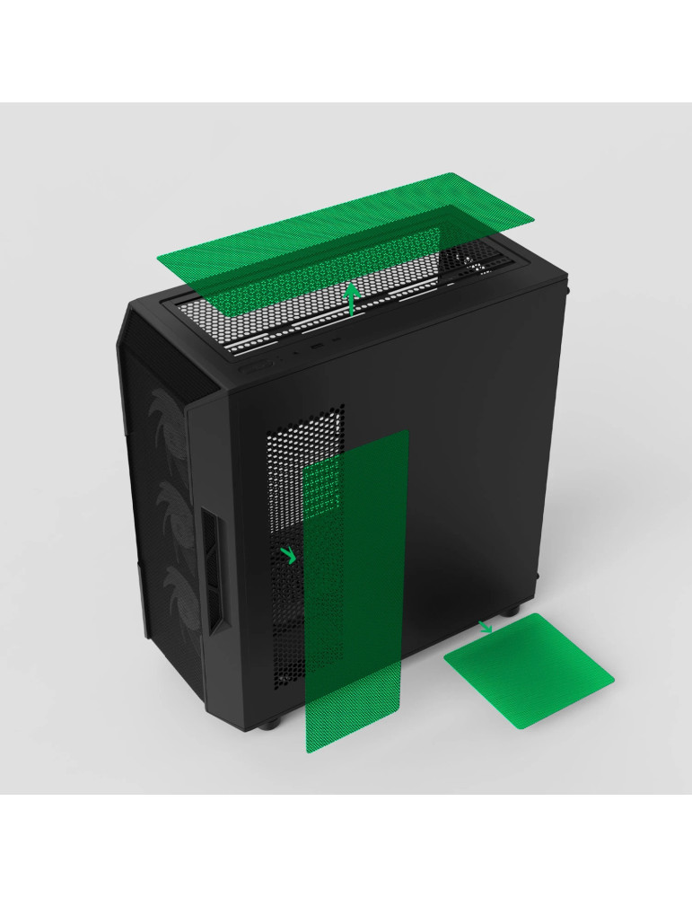 Кутия за компютър Zalman I3 NEO V2 Black, Middle Tower ATX, Mesh, Tempered Glass, 4x RGB вентилатора, поддържа водно охлаждане д