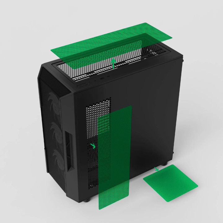 Кутия за компютър Zalman I3 NEO V2 Black, Middle Tower ATX, Mesh, Tempered Glass, 4x RGB вентилатора, поддържа водно охлаждане д