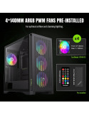 Кутия за компютър Gamemax Leader 2, Middle Tower EATX, Tempered Glass, Addressable RGB, 4x 140mm вентилатора, Type-C Gen 2 - 910