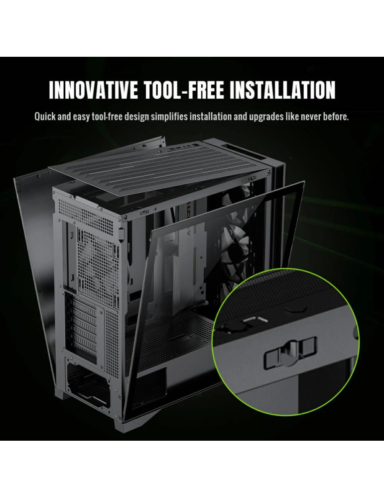 Кутия за компютър Gamemax Leader 2, Middle Tower EATX, Tempered Glass, Addressable RGB, 4x 140mm вентилатора, Type-C Gen 2 - 910