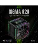 Охладител за процесор Gamemax Sigma 620 LCD, 2x120mm вентилатор, 245W, Addressable RGB, LCD дисплей - 9502-0100R0111 - 9