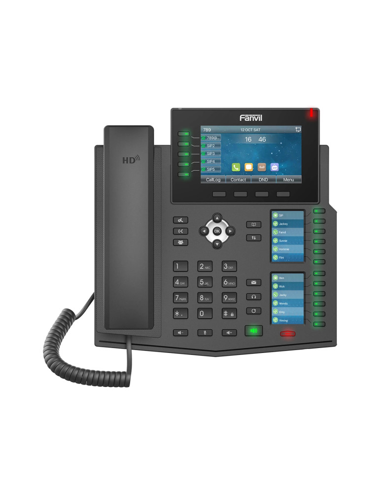 IP телефон Fanvil X6U, 2.4" LCD 320x240, 20 SIP линии, 60 DSS клавиши, HD Audio, Bluetooth 4.2, PoE, 2x Gigabit LAN - FANVIL-X6U