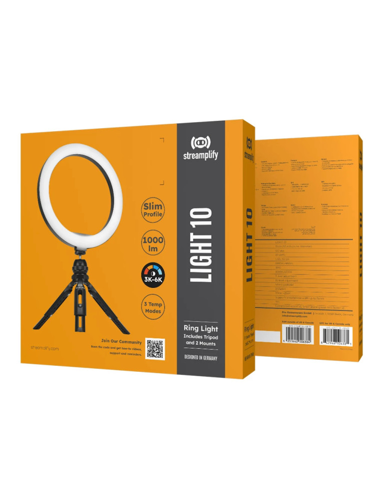 Стрийминг осветление Streamplify SPIR-LZ10112.11, 120 LED 1000lm, 3000K-6000K, 10 нива яркост, USB 5V, със статив - SPIR-LZ10112