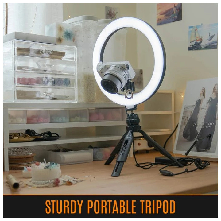 Стрийминг осветление Streamplify SPIR-LZ10112.11, 120 LED 1000lm, 3000K-6000K, 10 нива яркост, USB 5V, със статив - SPIR-LZ10112