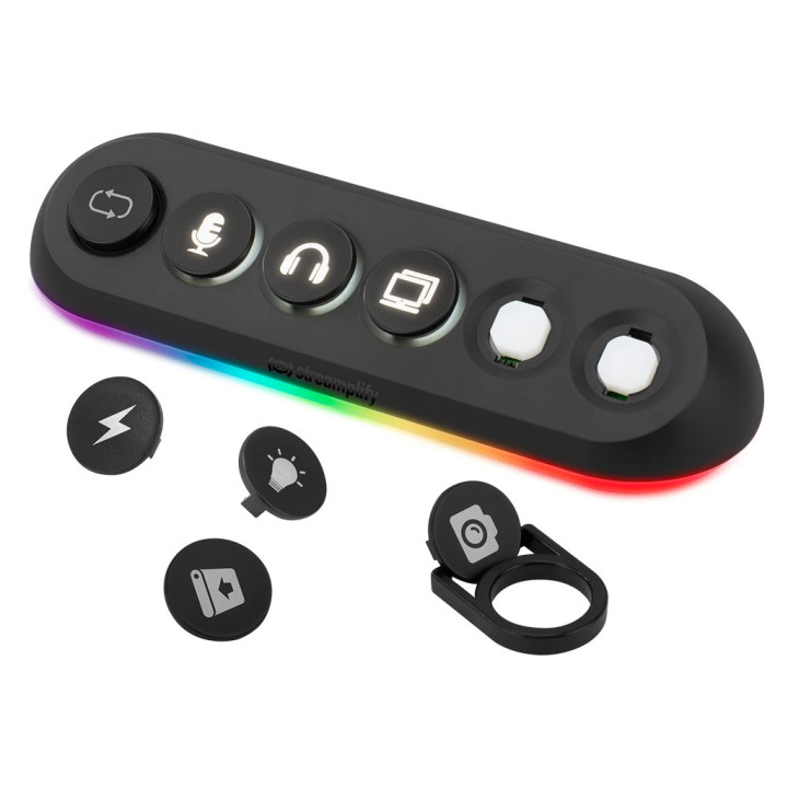 Стрийминг хъб Streamplify Streaming HUB DECK 5 RGB SPUH-HD51217.11, 5x USB-A 5Gbps, USB 2.0, VIA Labs VL817, RGB подсветка, 12V/