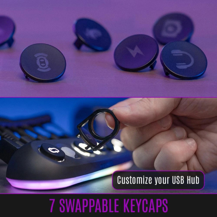 Стрийминг хъб Streamplify Streaming HUB DECK 5 RGB SPUH-HD51217.11, 5x USB-A 5Gbps, USB 2.0, VIA Labs VL817, RGB подсветка, 12V/