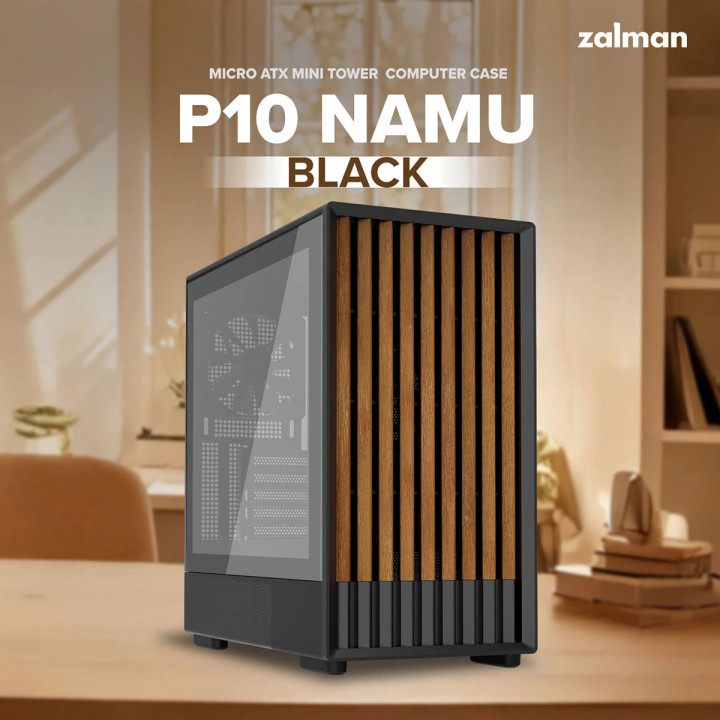 Кутия за компютър Zalman P10 NAMU BLACK, mATX Mini Tower, Tempered Glass, 3x120mm вентилатори, USB 3.1 Type-C - P10-NAMU-BLACK -