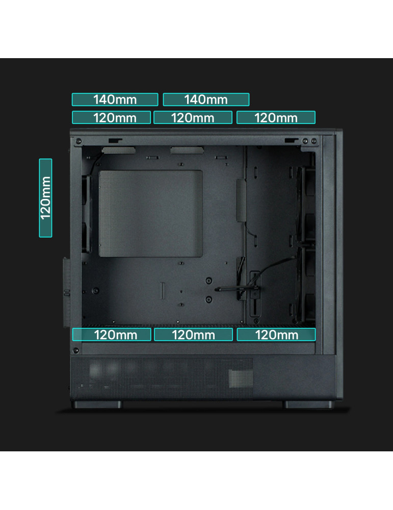 Кутия за компютър Zalman P10 NAMU BLACK, mATX Mini Tower, Tempered Glass, 3x120mm вентилатори, USB 3.1 Type-C - P10-NAMU-BLACK -