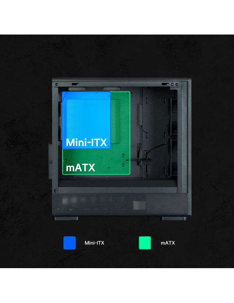 Кутия за компютър Zalman P10 NAMU BLACK, mATX Mini Tower, Tempered Glass, 3x120mm вентилатори, USB 3.1 Type-C - P10-NAMU-BLACK -