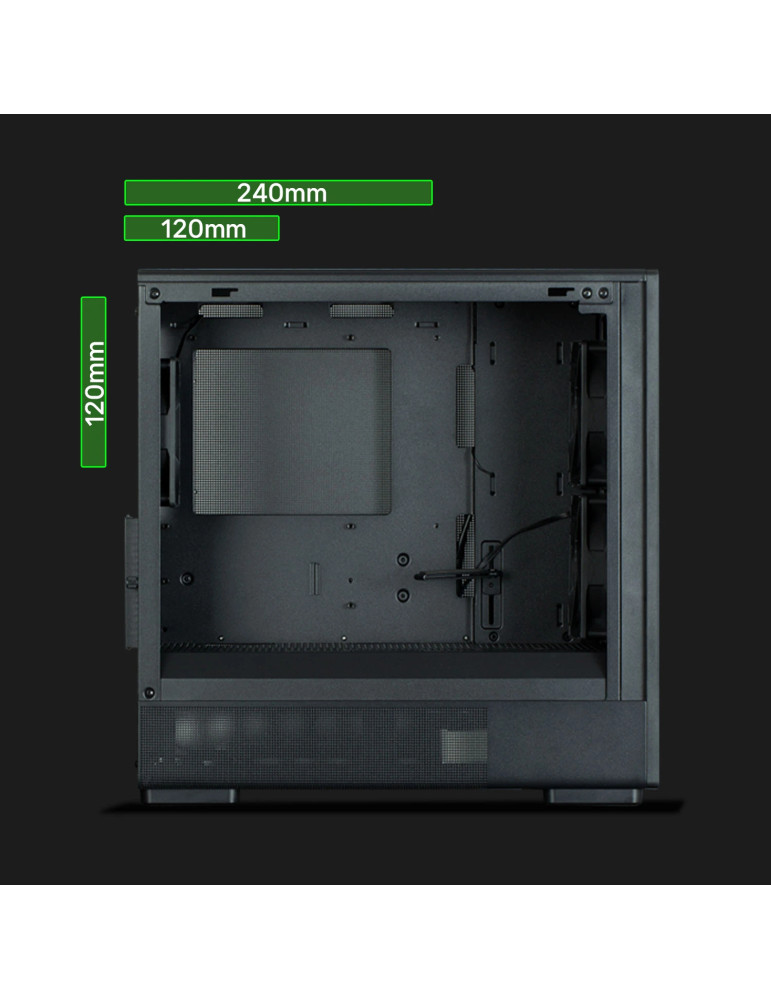 Кутия за компютър Zalman P10 NAMU BLACK, mATX Mini Tower, Tempered Glass, 3x120mm вентилатори, USB 3.1 Type-C - P10-NAMU-BLACK -