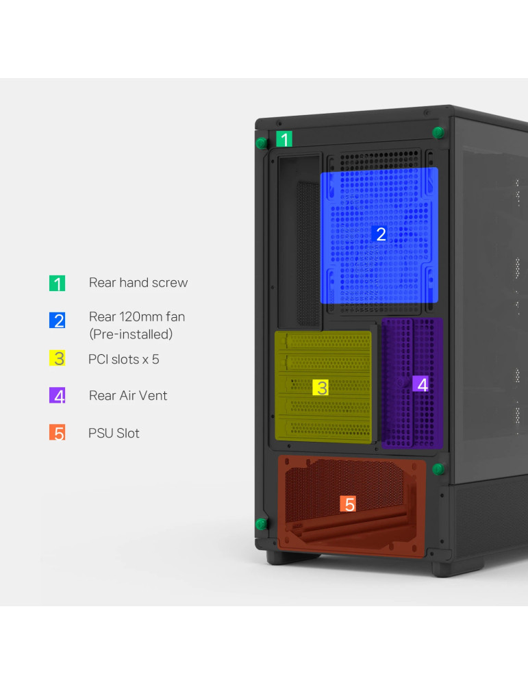 Кутия за компютър Zalman P10 NAMU BLACK, mATX Mini Tower, Tempered Glass, 3x120mm вентилатори, USB 3.1 Type-C - P10-NAMU-BLACK -