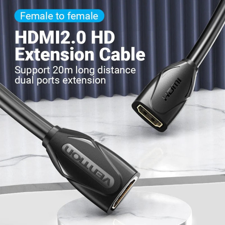 Удължителен кабел Vention HDMI v2.0 еxtension Cable Female to Female 0.5M Black, Gold - AAXBD