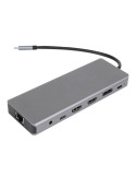 Докинг станция VCom CU4706, 13-в-1 USB-C, 2x HDMI, DisplayPort, 3x USB 3.0, RJ45, SD/TF четец, 100W PD - 1
