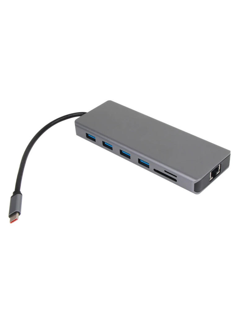 Докинг станция VCom CU4706, 13-в-1 USB-C, 2x HDMI, DisplayPort, 3x USB 3.0, RJ45, SD/TF четец, 100W PD - 2