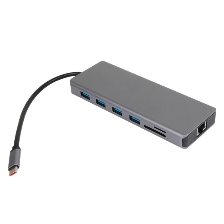 Докинг станция VCom CU4706, 13-в-1 USB-C, 2x HDMI, DisplayPort, 3x USB 3.0, RJ45, SD/TF четец, 100W PD - 2