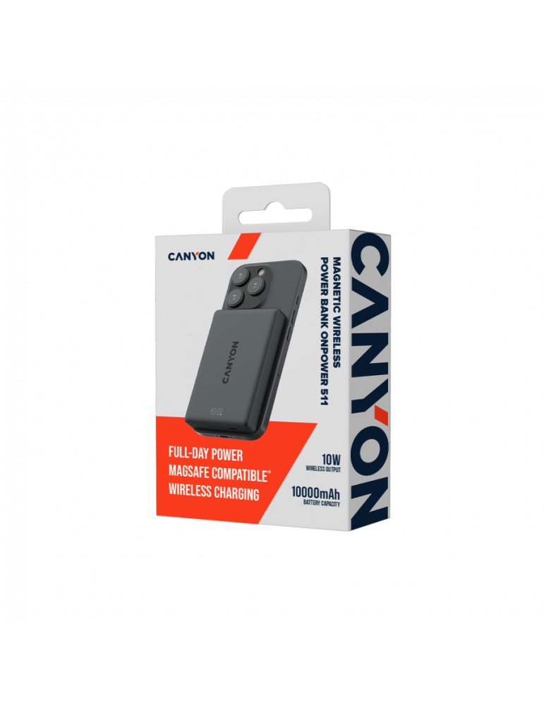 Power bank CANYON OnPower 511, 10000mAh, 20W PD, MagSafe, алуминий - CNS-CPB511B - 5
