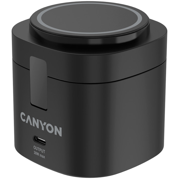 Безжично зарядно Canyon 4 in 1 Wireless Charging Stand, Qi2, 15W max, 70x70x70.3mm, 65W адаптер - CNS-WCS405B - 1