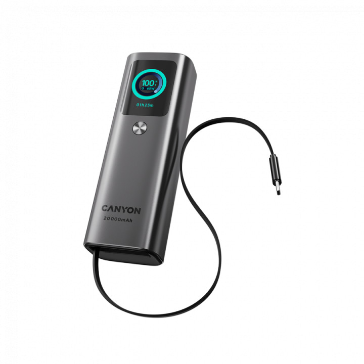 Външна батерия CANYON OnPower 265, 20000mAh 165W USB-C, Алуминий Тъмно сив - CNS-CPB265DG - 1