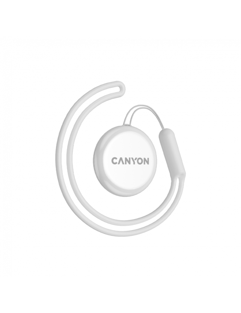 Тракер за ключове, чанти, домашни любимци и багаж Smart tag CANYON ONTAG 1 iOS, 32x32x8mm, CR2032 220mAh, IP66, Бял - CNE-PT01SW
