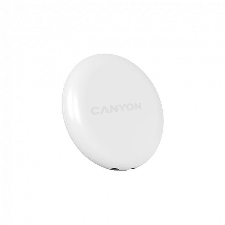 Тракер за ключове, чанти, домашни любимци и багаж Smart tag CANYON ONTAG 1 iOS, 32x32x8mm, CR2032 220mAh, IP66, Бял - CNE-PT01SW