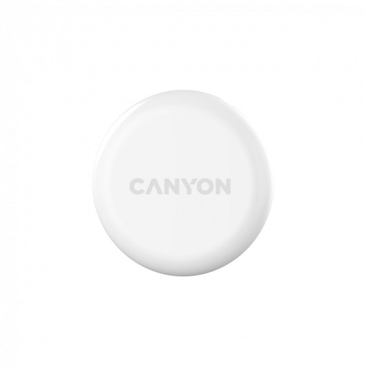 Тракер за ключове, чанти, домашни любимци и багаж Smart tag CANYON ONTAG 1 iOS, 32x32x8mm, CR2032 220mAh, IP66, Бял - CNE-PT01SW