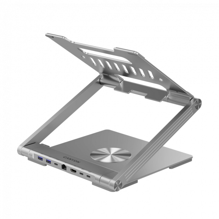 Стойка за лаптоп с докинг станция CANYON HUSB332A, USB Type-C hub, 1x HDMI, 2x USB 3.0, 1x USB-C 3.0, 1x RJ45 Gigabit, Power Del