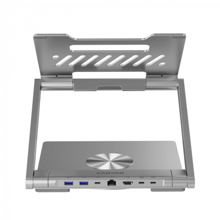 Стойка за лаптоп с докинг станция CANYON HUSB332A, USB Type-C hub, 1x HDMI, 2x USB 3.0, 1x USB-C 3.0, 1x RJ45 Gigabit, Power Del
