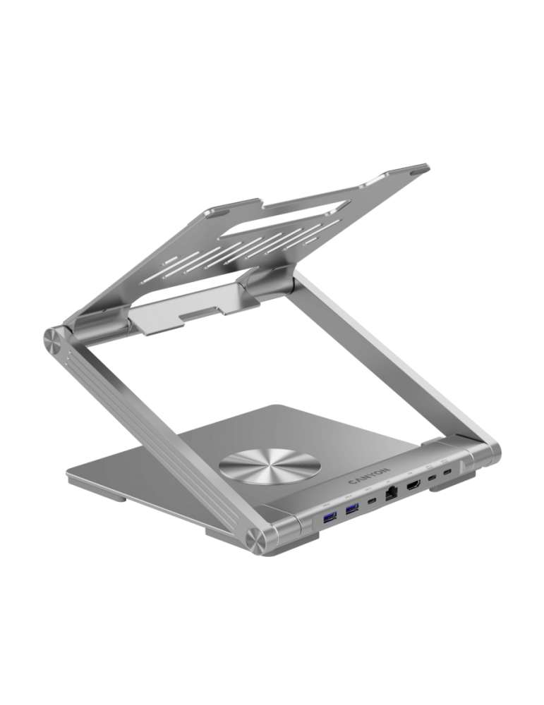Стойка за лаптоп с докинг станция CANYON HUSB332A, USB Type-C hub, 1x HDMI, 2x USB 3.0, 1x USB-C 3.0, 1x RJ45 Gigabit, Power Del