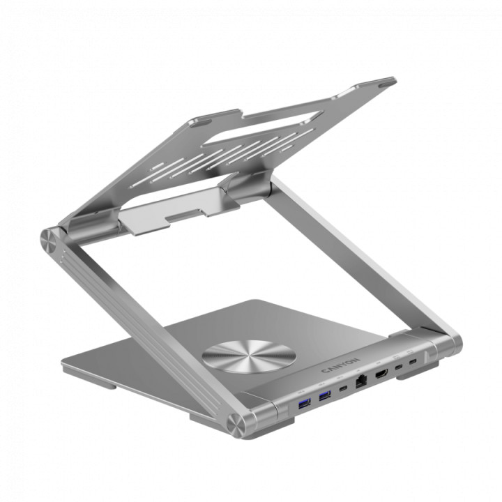Стойка за лаптоп с докинг станция CANYON HUSB332A, USB Type-C hub, 1x HDMI, 2x USB 3.0, 1x USB-C 3.0, 1x RJ45 Gigabit, Power Del