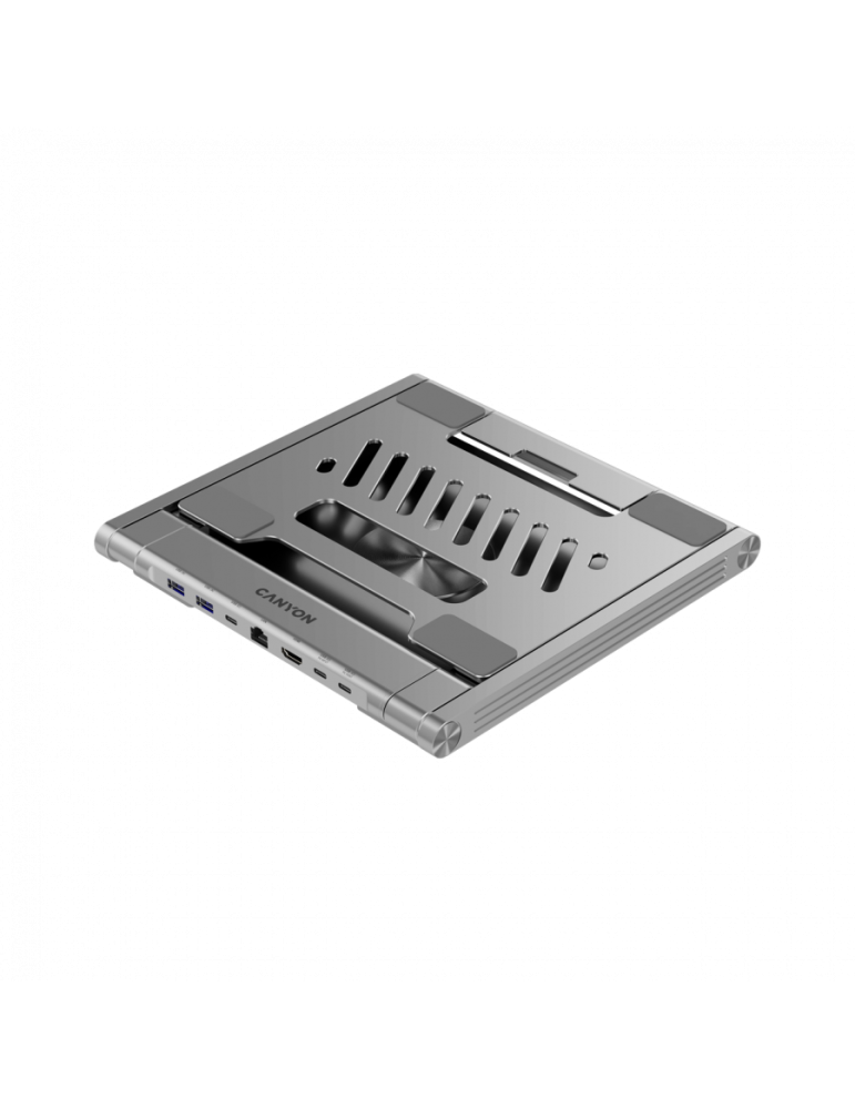 Стойка за лаптоп с докинг станция CANYON HUSB332A, USB Type-C hub, 1x HDMI, 2x USB 3.0, 1x USB-C 3.0, 1x RJ45 Gigabit, Power Del
