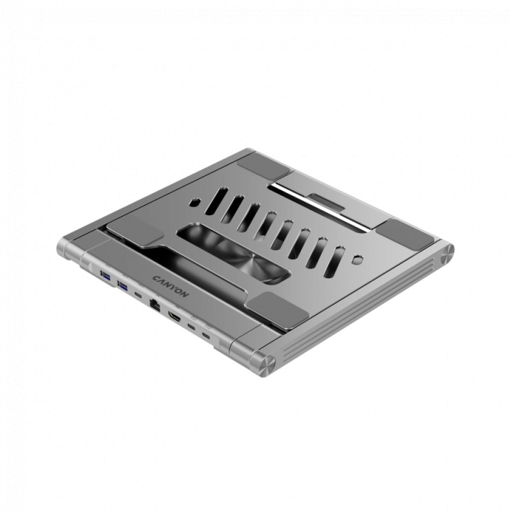 Стойка за лаптоп с докинг станция CANYON HUSB332A, USB Type-C hub, 1x HDMI, 2x USB 3.0, 1x USB-C 3.0, 1x RJ45 Gigabit, Power Del