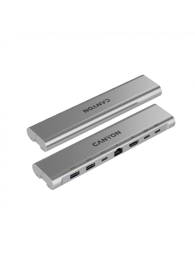 Стойка за лаптоп с докинг станция CANYON HUSB332A, USB Type-C hub, 1x HDMI, 2x USB 3.0, 1x USB-C 3.0, 1x RJ45 Gigabit, Power Del