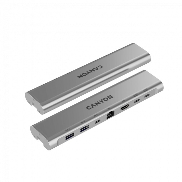 Стойка за лаптоп с докинг станция CANYON HUSB332A, USB Type-C hub, 1x HDMI, 2x USB 3.0, 1x USB-C 3.0, 1x RJ45 Gigabit, Power Del