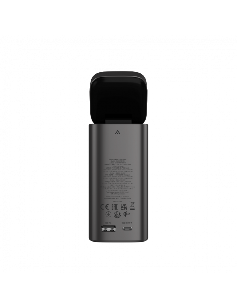 Външна батерия CANYON OnPower 150, 15000mAh, Qi2 Wireless Charging 15W, USB-C 100W PD, TFT Display, Алуминий - CNS-CPB150DG - 6